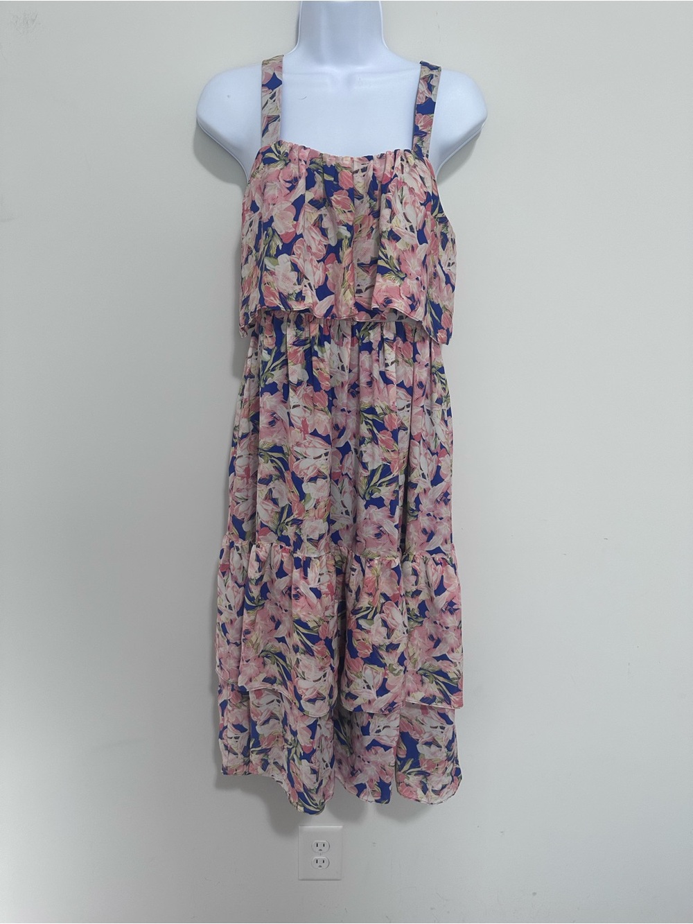 J. Crew Collection Silk Brushstroke Floral Printed Tiered Flouncy Midi Dress - Picture 2 of 8